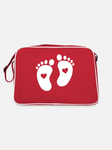 Baby feet - Retro Bag - red/white - Back