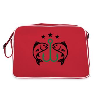 Fish hook fish - Retro Bag - red/white - Back