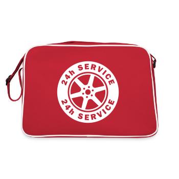 Autoreifenservice 24 7 Auto Garagenrad - Retro Tasche - Rot/Weiß - Hinten
