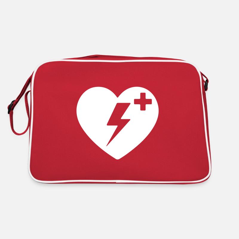 AED Notfall-Defibrillator Erste Hilfe - Retro Tasche - Rot/Weiß