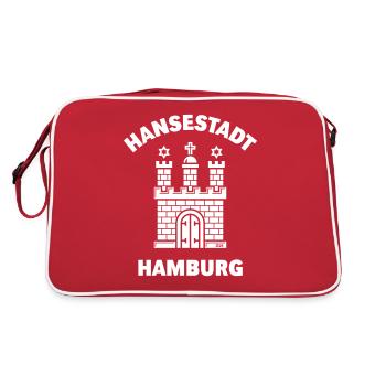 Hansestadt Hamburg – Wappen - Retro Tasche - Rot/Weiß - Hinten