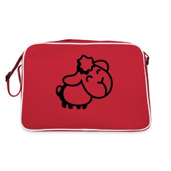 Schaf - Line - Retro Tasche - Rot/Weiß - Hinten
