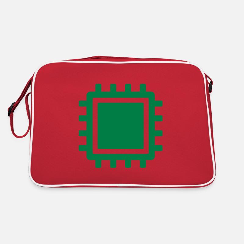Mikrochip-Symbol KI Retro Tasche