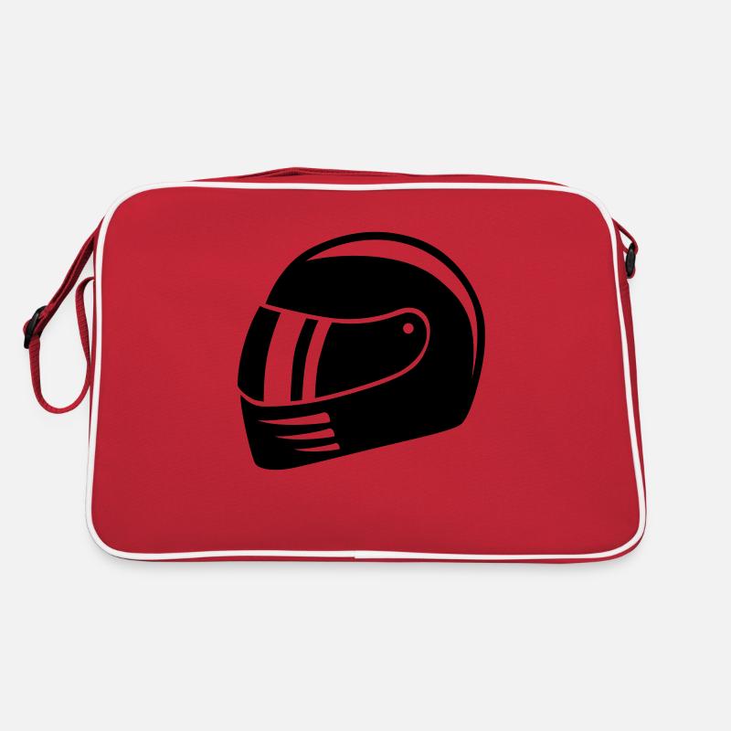 Motorradhelm - Retro Tasche - Rot/Weiß