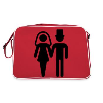 Mariée et marié / mariée Pair / Jeunes Mariés / - Sac Retro - rouge/blanc - Dos