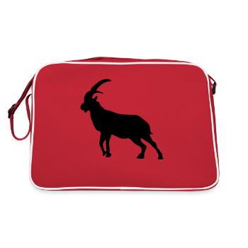 bouquetin ibex silhouette animal montagne - Sac Retro - rouge/blanc - Dos