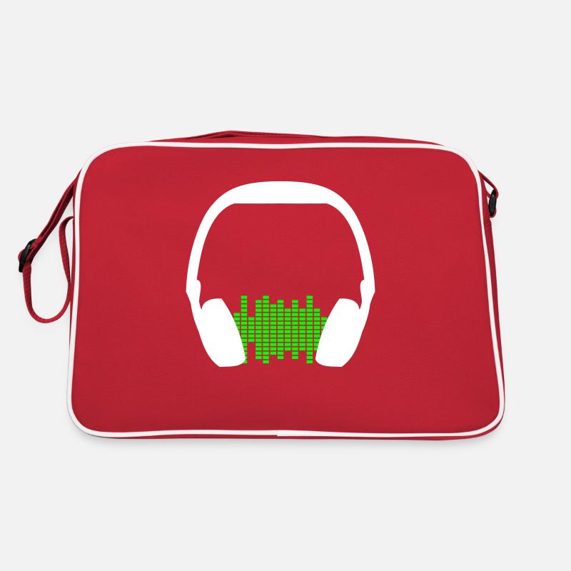 Kopfhörer Techno Musik Party Equalizer Wellen Logo Retro Tasche