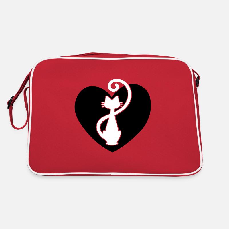 Katzendame - Dame aux chats - Dame de chat - Sac Retro - rouge/blanc