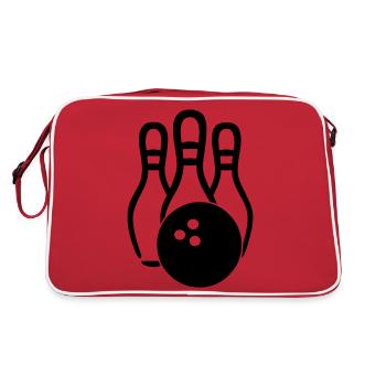 Bowling Ball & Pins - Retro Bag - red/white - Back