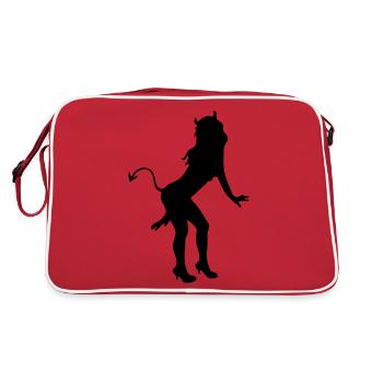 Teufelchen - Weiblicher Teufel - Design - Retro Tasche - Rot/Weiß - Hinten