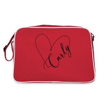 Carly Name Heart Line - Retro Bag - red/white - Back