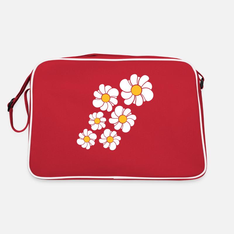 muster design blau blume daisy butterblume gänsebl Retro Tasche