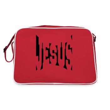 frais logo, conception, texte jésus christ - Sac Retro - rouge/blanc - Dos