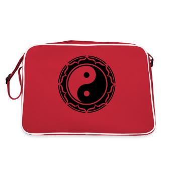 Yin Yang Lotus, Chinese Symbol Taiji, Taoism, - Retro Bag - red/white - Back