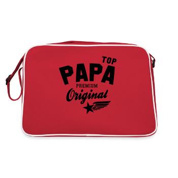 Original TOP PAPA - Premium Vater Design - Retro Tasche - Rot/Weiß - Hinten