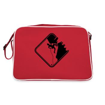 Attention danger signe jaune escalade dangereuse - Sac Retro - rouge/blanc - Dos