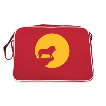 Löwe Klippe Sonne - Retro Tasche - Rot/Weiß - Hinten