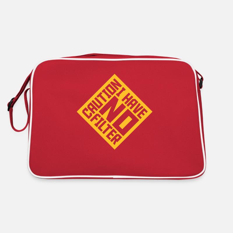 caution no filter Zitat Retro Tasche