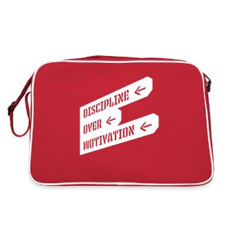 discipline over motivation Zitat - Retro Tasche - Rot/Weiß - Hinten