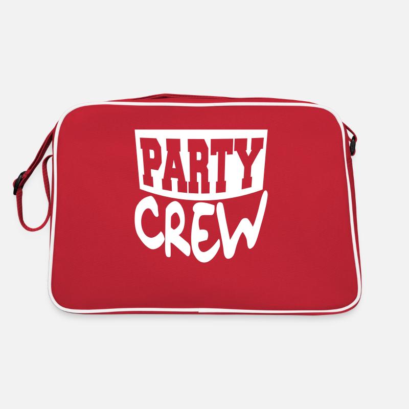 Party Crew Fun Logo Feiern Team Freunde Mitglied Retro Tasche