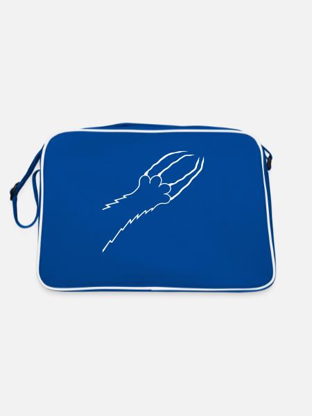 Cats, Claws, Paws, Paws, Claws, Scratches, Stripes - Retro Bag - blue/white - Back