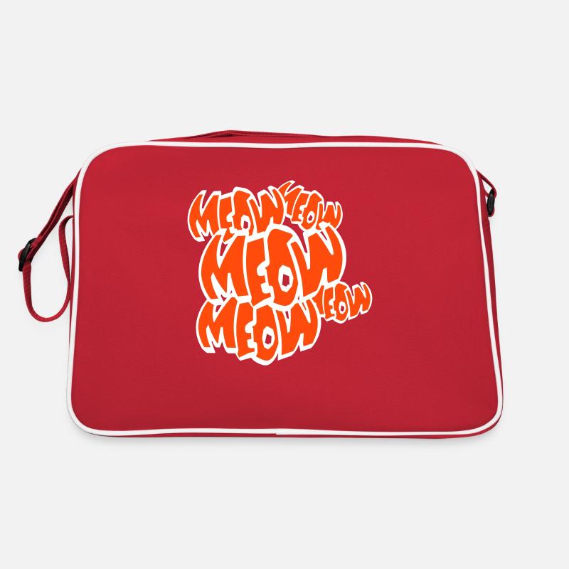 Beaucoup de Miaou Chat Miaou Miaou Lettres Texte Citation - Sac Retro - rouge/blanc