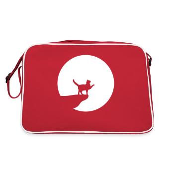 Chat Lune Falaise La Nuit Loup-Garou Rond Hurlant Drôle - Sac Retro - rouge/blanc - Dos