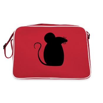 Mouse Mouse Cute Little Rat Rodent Silhouette - Retro Bag - red/white - Back