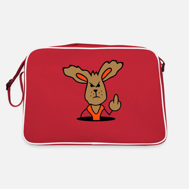 Hase Mittelfinger Zeigen Böse Frech Beleidigend Retro Tasche