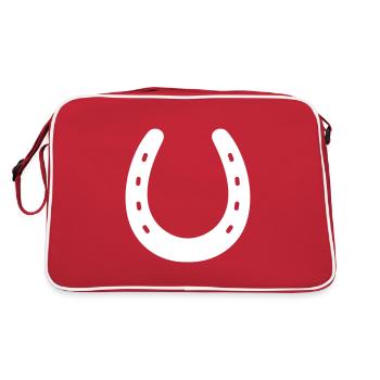 Hufeisen Clipart Symbol Form Pferde - Retro Tasche - Rot/Weiß - Hinten