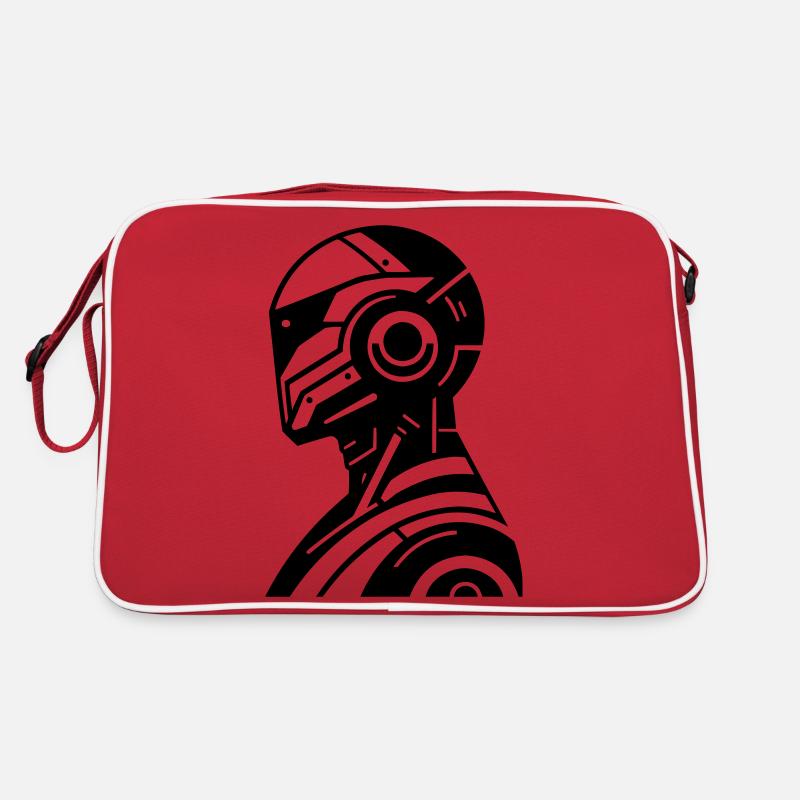 Roboter - Retro Tasche - Rot/Weiß