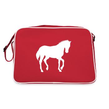 Pferd Dressurpferd Dressurreiten Dressurreiter - Retro Tasche - Rot/Weiß - Hinten
