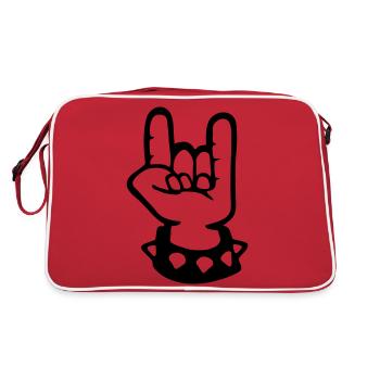 signe cornu metal fork rock hand sign devil hard - Sac Retro - rouge/blanc - Dos