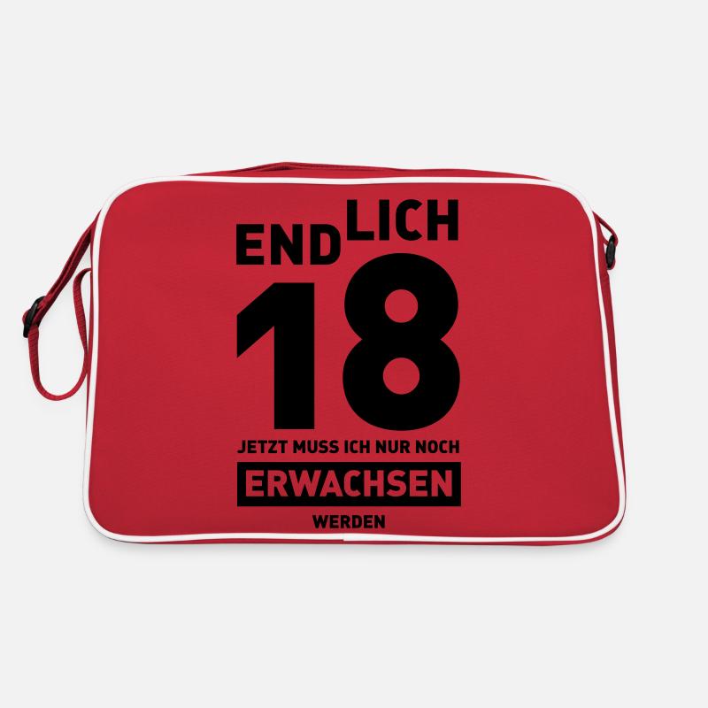 Endlich 18 jetzt muss ich nur noch erwachsen werde - Retro Tasche - Rot/Weiß