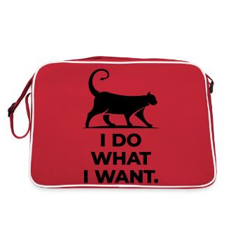 i do what i want - cat mom love - Retro Tasche - Rot/Weiß - Hinten