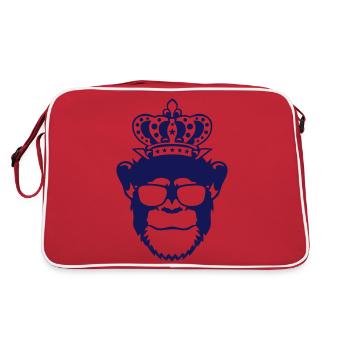 monkey crown king head face logo - Retro Bag - red/white - Back
