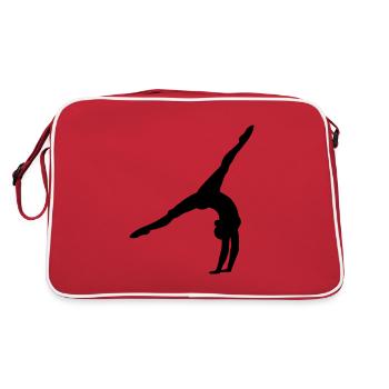 Radschlag Handstand Ballerina Design Geschenk - Retro Tasche - Rot/Weiß - Hinten