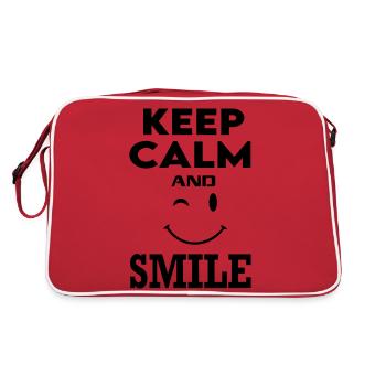 Keep Calm Smile Rire Drôle - Sac Retro - rouge/blanc - Dos