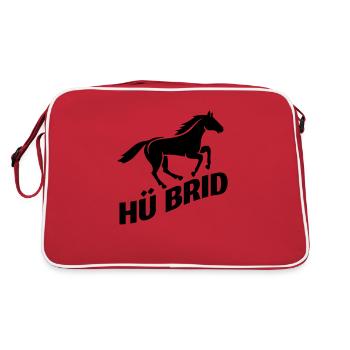 Reitersprüche Hü Brid Pferd - Retro Tasche - Rot/Weiß - Hinten