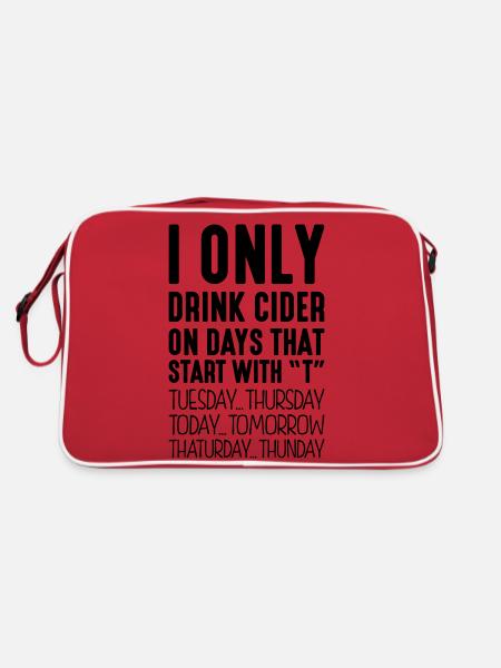 i only drink cider on days that end in t - Retro Bag - red/white - Back