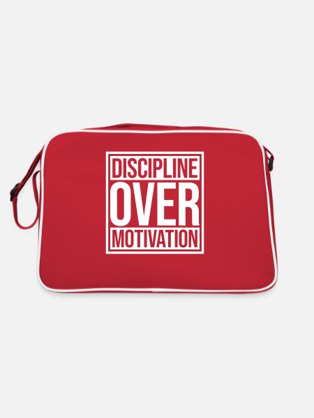 discipline over motivation Zitat - Retro Tasche - Rot/Weiß - Hinten