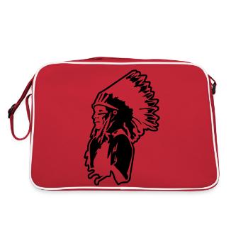 Indian Chief indien usa symbol of wild chef native - Retro Bag - red/white - Back