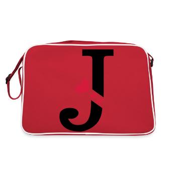 Großbuchstabe J mit Herzen - Retro Tasche - Rot/Weiß - Hinten