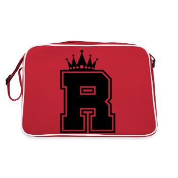 buchstabe R Krone - Retro Tasche - Rot/Weiß - Hinten