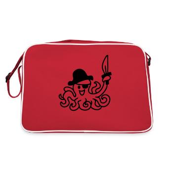 Pirate poulpe - ligne - Sac Retro - rouge/blanc - Dos