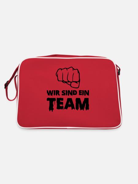 wir sind ein team - Retro Tasche - Rot/Weiß - Hinten
