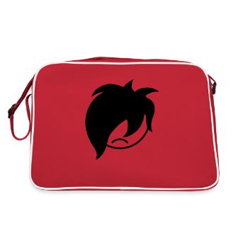 Sad unhappy emo long black hair - Retro Bag - red/white - Back