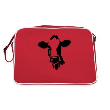 cow cute animal farm animals funny cows vector 4 - Retro Bag - red/white - Back
