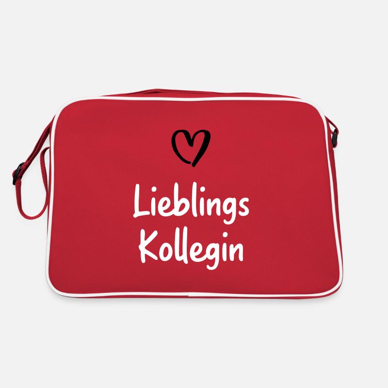 Lieblingskollegin - Retro Tasche - Rot/Weiß