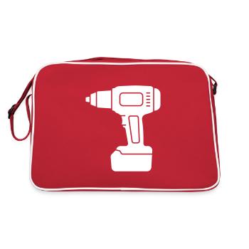 Battery power screwdriver drill logo sign - Retro Bag - red/white - Back